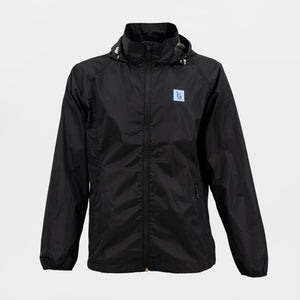 Front view of the Golfish offshore rain jacket in black